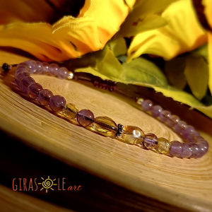 Citrin-ametiszt karkötő  - ékszer - karkötő - ásványkarkötő - Meska.hu