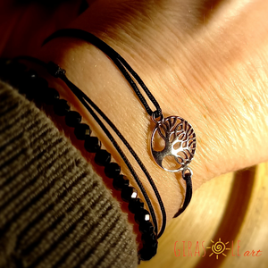 Életfa zsinórka karkötő valódi ezüsttel  - ékszer - karkötő - charm karkötő - Meska.hu