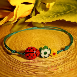 Kiskertem millefiori zsinórka  - ékszer - karkötő - gyöngyös karkötő - Meska.hu