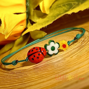 Kiskertem millefiori zsinórka , Ékszer, Karkötő, Gyöngyös karkötő, Csomózás, Gyöngyfűzés, gyöngyhímzés, MESKA