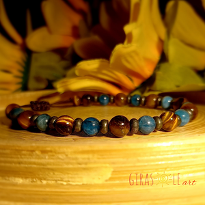 Pirit-tigrisszem-apatit karkötő  - ékszer - karkötő - ásványkarkötő - Meska.hu