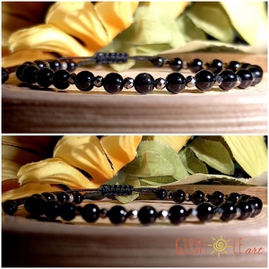 Pirit - fekete turmalin karkötő  - ékszer - karkötő - ásványkarkötő - Meska.hu