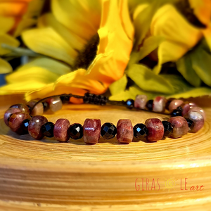 BlackPink - turmalin-spinell karkötő  - ékszer - karkötő - ásványkarkötő - Meska.hu