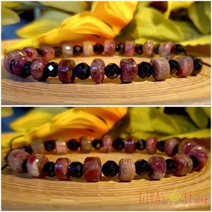 BlackPink - turmalin-spinell karkötő  - ékszer - karkötő - ásványkarkötő - Meska.hu