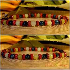 Színeske - jáde-mohaachát-jáspis karkötő  - ékszer - karkötő - ásványkarkötő - Meska.hu