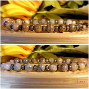 Holdkő-pirit karkötő  - ékszer - karkötő - ásványkarkötő - Meska.hu