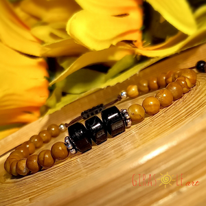 Turmalin-jáspis karkötő , Ékszer, Karkötő, Ásványkarkötő, Csomózás, Gyöngyfűzés, gyöngyhímzés, MESKA