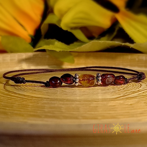 Citrin-gránát zsinórka karkötő  - ékszer - karkötő - ásványkarkötő - Meska.hu