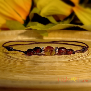 Citrin-gránát zsinórka karkötő  - ékszer - karkötő - ásványkarkötő - Meska.hu