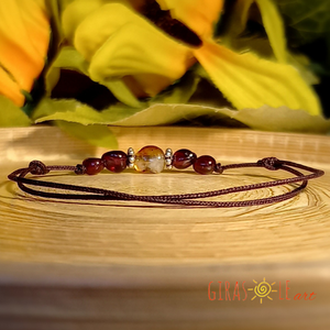 Citrin-gránát zsinórka karkötő  - ékszer - karkötő - ásványkarkötő - Meska.hu