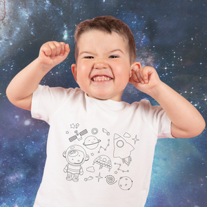 Űrhajós színezős póló - Kimosható filcekkel, Ruha & Divat, Babaruha & Gyerekruha, Póló, Fotó, grafika, rajz, illusztráció, Mindenmás, Meska