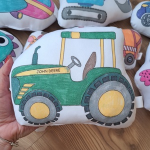 Traktor színező párna kimosható filcekkel , Otthon & Lakás, Babaszoba, gyerekszoba, Gyerek díszpárna, Fotó, grafika, rajz, illusztráció, Varrás, Meska
