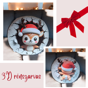 3D Rénszarvas formapárna , Karácsony, Karácsonyi lakásdekoráció, Karácsonyi lakásdíszek, Fotó, grafika, rajz, illusztráció, Varrás, MESKA
