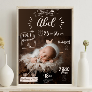 Babaposzter születési adatokkal és fotóval , Otthon & Életmód, Dekoráció, Kép & Falikép, Poszter, Fotó, grafika, rajz, illusztráció, MESKA