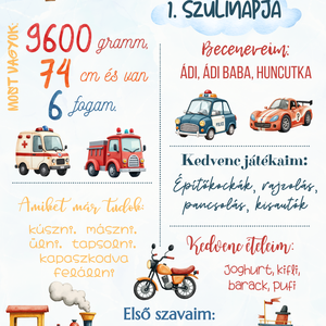 Járműves szülinapi babaposzter - otthon & életmód - dekoráció - kép & falikép - poszter - Meska.hu