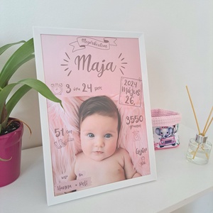 Babaposzter születési adatokkal és fotóval , Otthon & Életmód, Dekoráció, Kép & Falikép, Poszter, Fotó, grafika, rajz, illusztráció, MESKA