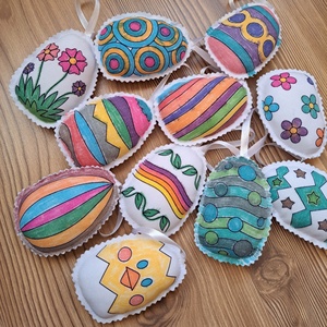 Húsvéti színezhető tojások 10db-os csomag - otthon & életmód - dekoráció - fali és függő dekoráció - függődísz - Meska.hu