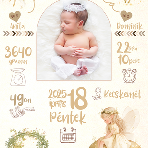 Tündéres babaposzter születési adatokkal és fotóval  - otthon & életmód - dekoráció - kép & falikép - poszter - Meska.hu