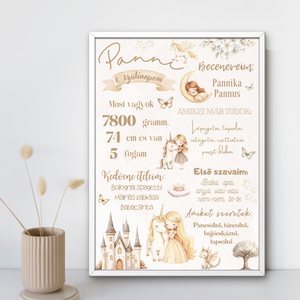 1. szülinapi babaposzter hercegnős, Otthon & Életmód, Dekoráció, Kép & Falikép, Poszter, Fotó, grafika, rajz, illusztráció, MESKA