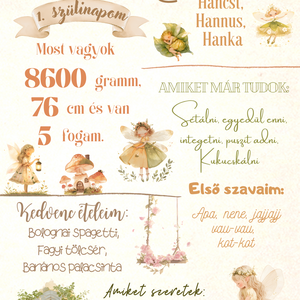 1. szülinapi babaposzter tündéres - otthon & életmód - dekoráció - kép & falikép - poszter - Meska.hu