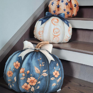 Őszi tök formapárna sötétkék  - otthon & életmód - dekoráció - halloween - halloweeni tök - Meska.hu