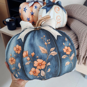 Őszi tök formapárna sötétkék  - otthon & életmód - dekoráció - halloween - halloweeni tök - Meska.hu