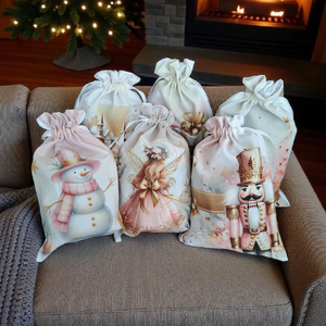 Pasztell rózsaszín-arany mikulás zsák  - karácsony - mikulás - mikulás zsák - Meska.hu