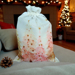 Pasztell rózsaszín-arany mikulás zsák  - karácsony - mikulás - mikulás zsák - Meska.hu