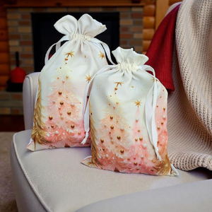 Pasztell rózsaszín-arany mikulás zsák  - karácsony - mikulás - mikulás zsák - Meska.hu