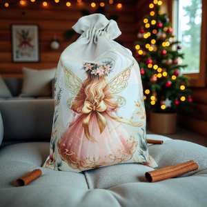 Pasztell rózsaszín-arany angyal zsák  - karácsony - mikulás - mikulás zsák - Meska.hu
