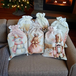 Pasztell rózsaszín-arany angyal zsák  - karácsony - mikulás - mikulás zsák - Meska.hu