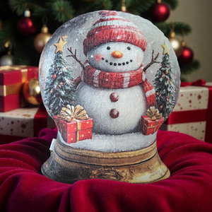 Hógömb formapárna hóember mintával , Karácsony, Karácsonyi lakásdekoráció, Karácsonyi manók, figurák, Fotó, grafika, rajz, illusztráció, Varrás, MESKA