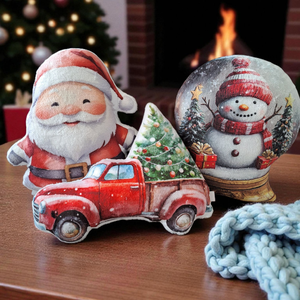 Hógömb formapárna hóember mintával  - karácsony - karácsonyi lakásdekoráció - karácsonyi manók, figurák - Meska.hu