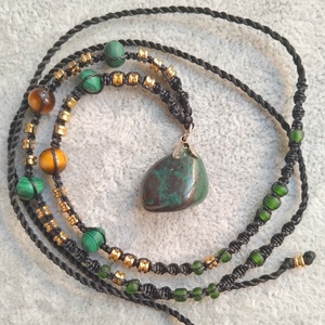 Zöld jáspis medálos nyaklánc - Meska.hu