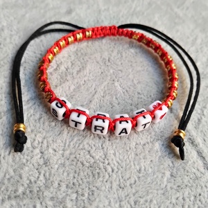 Strat feliratos gitáros karkötő - piros - Meska.hu