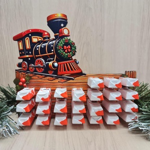 Adventi naptár kinder csokihoz, Karácsony, Adventi díszek, Adventi naptár, Decoupage, transzfer és szalvétatechnika, Famegmunkálás, MESKA