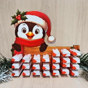 Adventi naptár kinder csokihoz, Karácsony, Adventi díszek, Adventi naptár, Decoupage, transzfer és szalvétatechnika, Famegmunkálás, MESKA