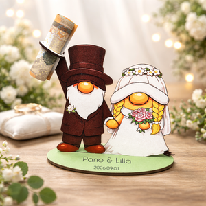 Esküvői pénzátadó, Esküvő, Emlék & Ajándék, Nászajándék, Esküvői pénzátadó doboz, Decoupage, transzfer és szalvétatechnika, Esküvőre készülsz, és pénzt adnál ajándékba, de szeretnéd különlegessé tenni? Ez az aranyos gnóm pá..., MESKA