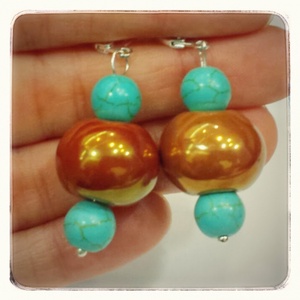 Turquoise caramell füli - Meska.hu