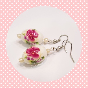 Romantikus virágos fülbevaló - Meska.hu