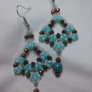 Tiffany gyöngy fülbevaló - ékszer - fülbevaló - lógó fülbevaló - Meska.hu