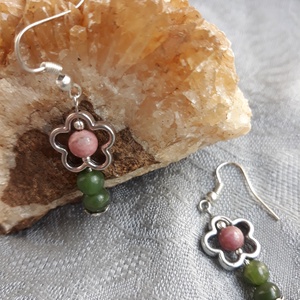 Virág - rodonit és jáde szett - ékszer - ékszerszett - Meska.hu
