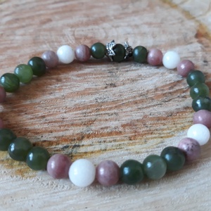 Virág - rodonit és jáde szett - ékszer - ékszerszett - Meska.hu