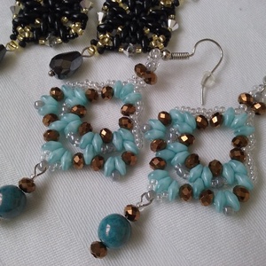 Tiffany gyöngy fülbevaló - ékszer - fülbevaló - lógó fülbevaló - Meska.hu