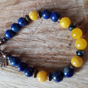 Kék-sárga  - lapis karkötő, Ékszer, Karkötő, Ásványkarkötő, Ékszerkészítés, MESKA