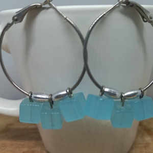 Kockás karika -  fülbevaló - ékszer - fülbevaló - lógó fülbevaló - Meska.hu