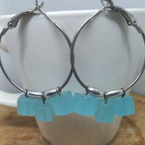 Kockás karika -  fülbevaló - ékszer - fülbevaló - lógó fülbevaló - Meska.hu