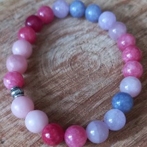 Babás - jáde, pink opál karkötő, Ékszer, Karkötő, Ásványkarkötő, Ékszerkészítés, MESKA