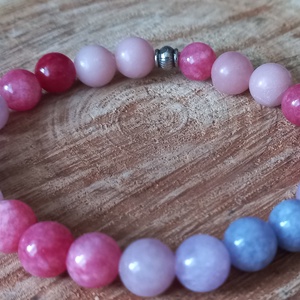 Babás - jáde, pink opál karkötő - ékszer - karkötő - ásványkarkötő - Meska.hu
