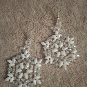 Gyöngy fülbevaló, Ékszer, Fülbevaló, Lógó fülbevaló, Gyöngyfűzés, gyöngyhímzés, Ékszerkészítés, MESKA